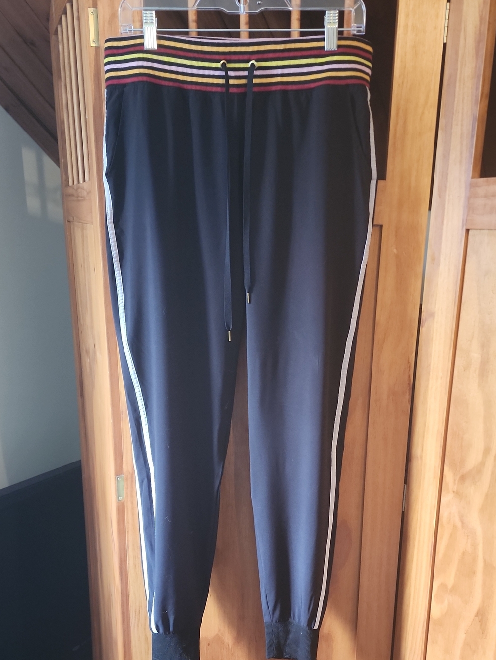 C&C California Black Joggers with Multicolor Stripe Waistband